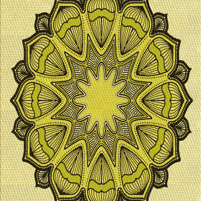 Machine Washable Transitional Neon Yellow Rug, wshpat1903yw