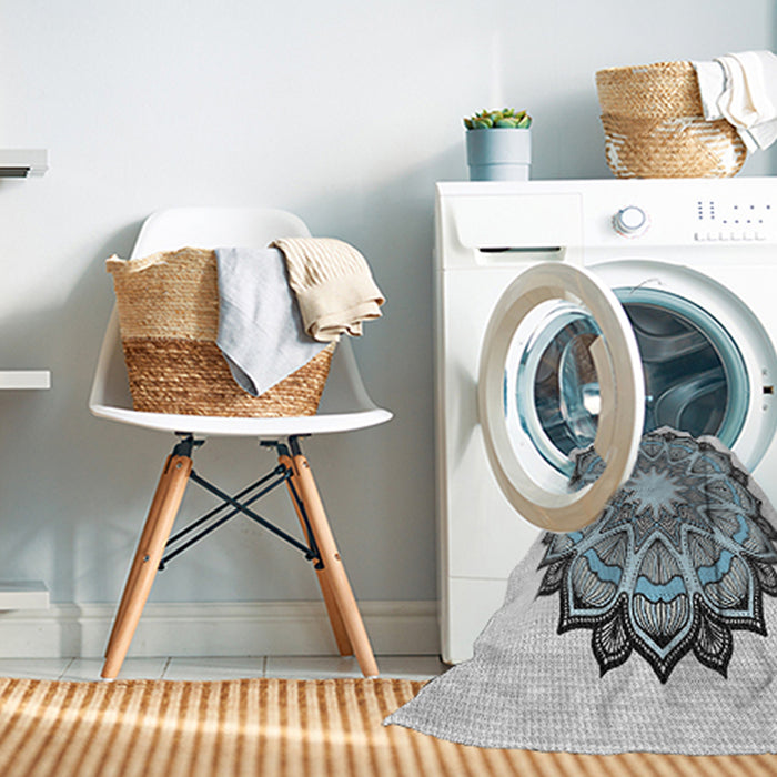 Machine Washable Transitional Pale Blue Lily Blue Rug in a Washing Machine, wshpat1903