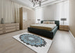 Machine Washable Transitional Pale Blue Lily Blue Rug in a Bedroom, wshpat1903