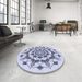 Round Patterned Lavender Blue Rug in a Office, pat1904blu