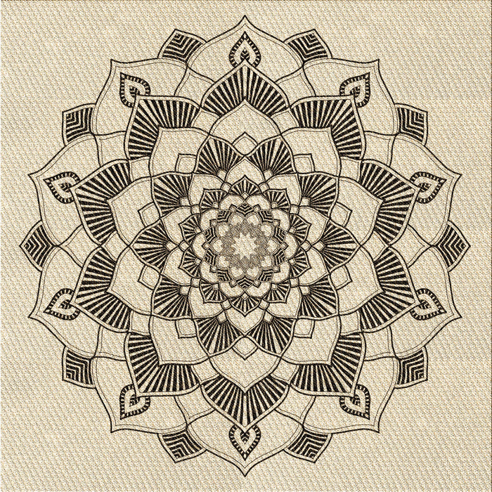 Round Patterned Wheat Beige Rug, pat1904brn