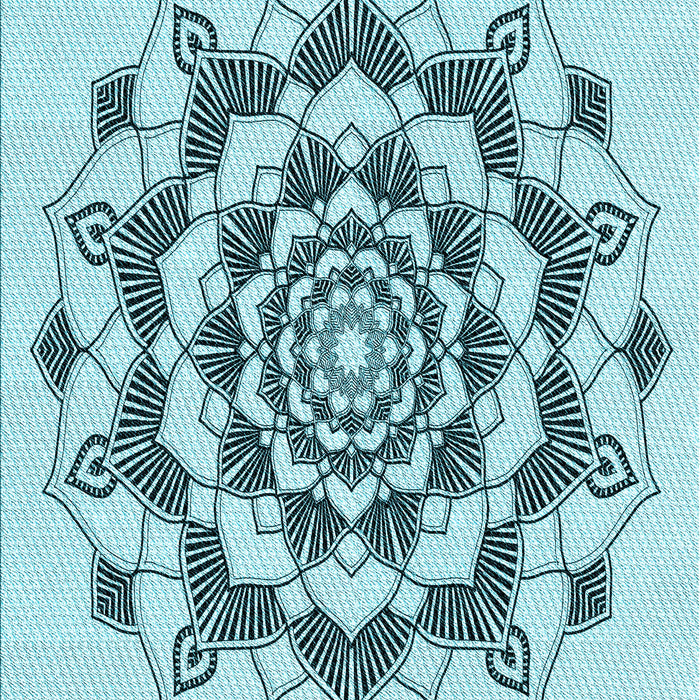 Patterned Deep-Sea Green Rug, pat1904lblu