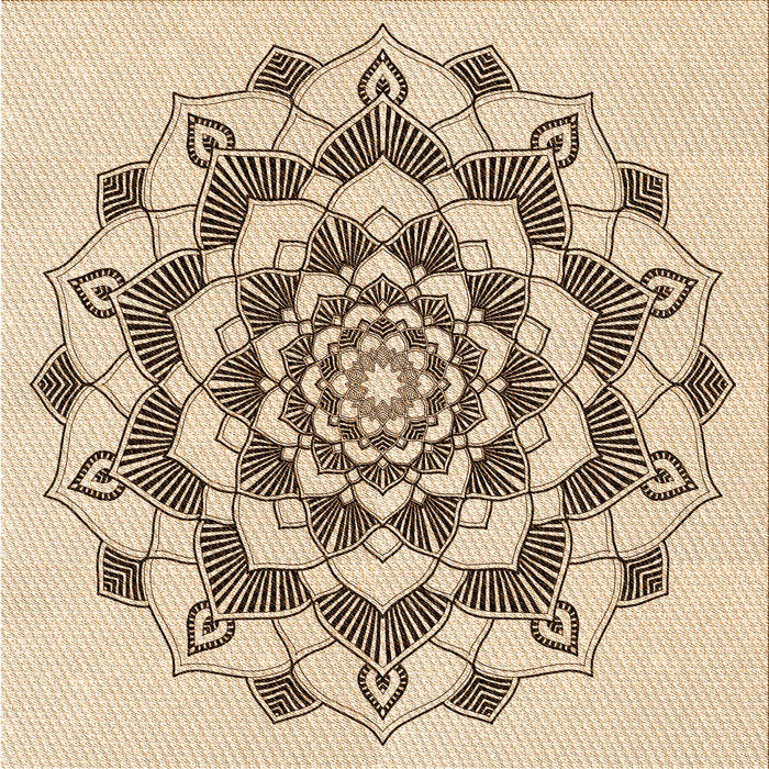 Round Patterned Navajo White Gold Rug, pat1904org