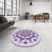 Round Patterned Purple Flower Purple Rug in a Office, pat1904pur