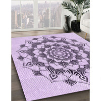 Patterned Purple Flower Purple Rug, pat1904pur