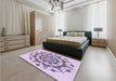 Patterned Purple Flower Purple Rug in a Bedroom, pat1904pur