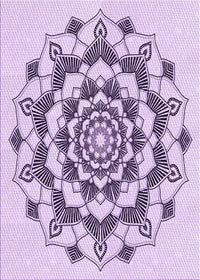 Machine Washable Transitional Purple Flower Purple Rug, wshpat1904pur