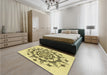 Round Machine Washable Transitional Harvest Gold Rug in a Office, wshpat1904yw