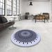 Round Patterned Blue Rug in a Office, pat1905blu