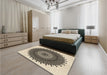 Round Machine Washable Transitional Vanilla Gold Rug in a Office, wshpat1905brn