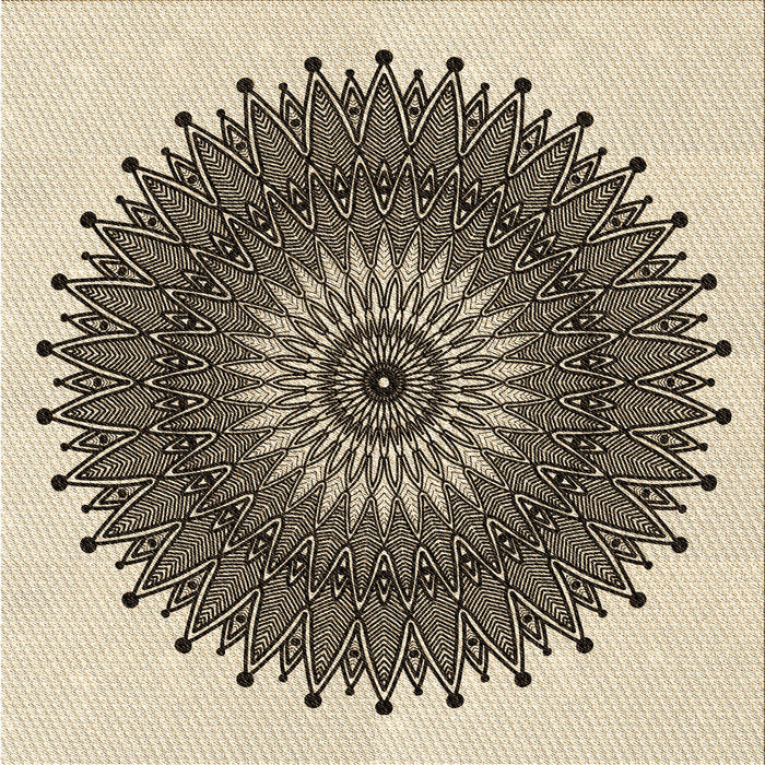 Round Machine Washable Transitional Vanilla Gold Rug, wshpat1905brn