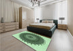 Patterned Medium Forest Green Rug in a Bedroom, pat1905grn