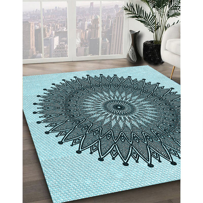 Machine Washable Transitional Blue Rug in a Family Room, wshpat1905lblu