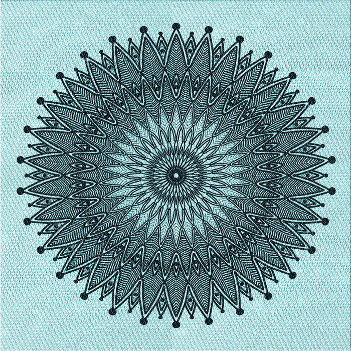 Round Patterned Blue Rug, pat1905lblu