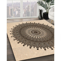 Patterned Deep Peach Orange Rug, pat1905org