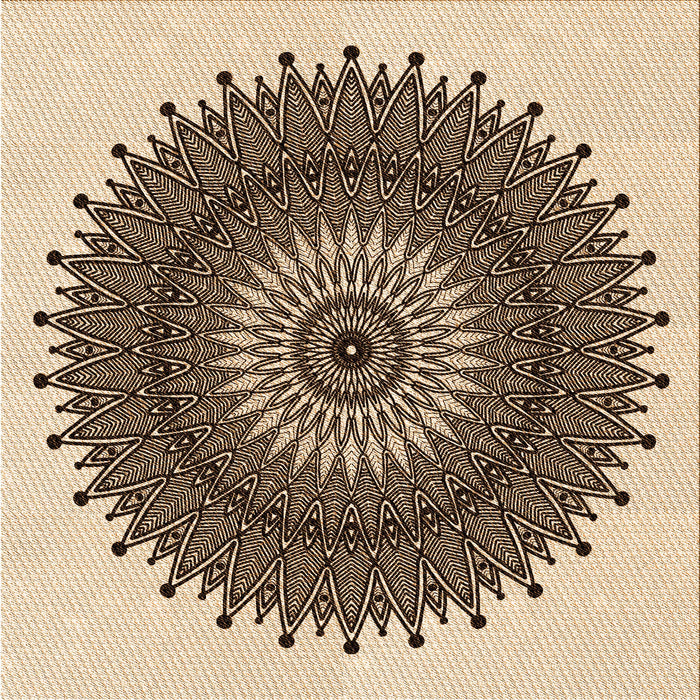 Round Patterned Deep Peach Orange Rug, pat1905org