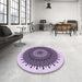 Round Patterned Blossom Pink Rug in a Office, pat1905pur