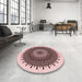 Round Patterned Pink Rug in a Office, pat1905rd