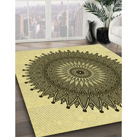 Patterned Mustard Yellow Rug, pat1905yw