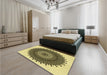 Round Machine Washable Transitional Mustard Yellow Rug in a Office, wshpat1905yw