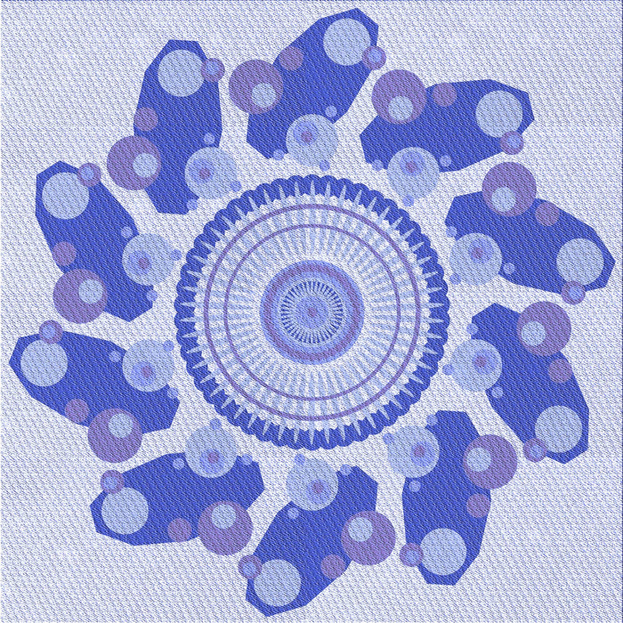 Round Patterned Blue Rug, pat1906blu