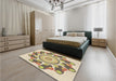 Patterned Dark Gold Brown Rug in a Bedroom, pat1906brn