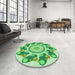 Round Patterned Jade Green Rug in a Office, pat1906grn