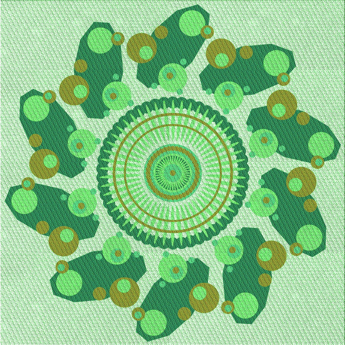 Round Machine Washable Transitional Jade Green Rug, wshpat1906grn