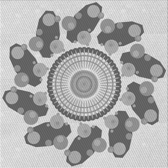 Round Machine Washable Transitional Gray Rug, wshpat1906gry