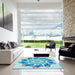 Machine Washable Transitional Blue Rug in a Kitchen, wshpat1906lblu