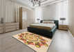 Round Machine Washable Transitional Brown Gold Rug in a Office, wshpat1906org