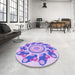 Round Patterned Blossom Pink Rug in a Office, pat1906pur