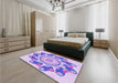 Patterned Blossom Pink Rug in a Bedroom, pat1906pur