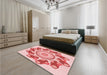 Patterned Deep Rose Pink Rug in a Bedroom, pat1906rd