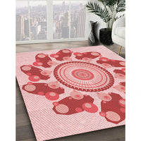 Patterned Deep Rose Pink Rug, pat1906rd