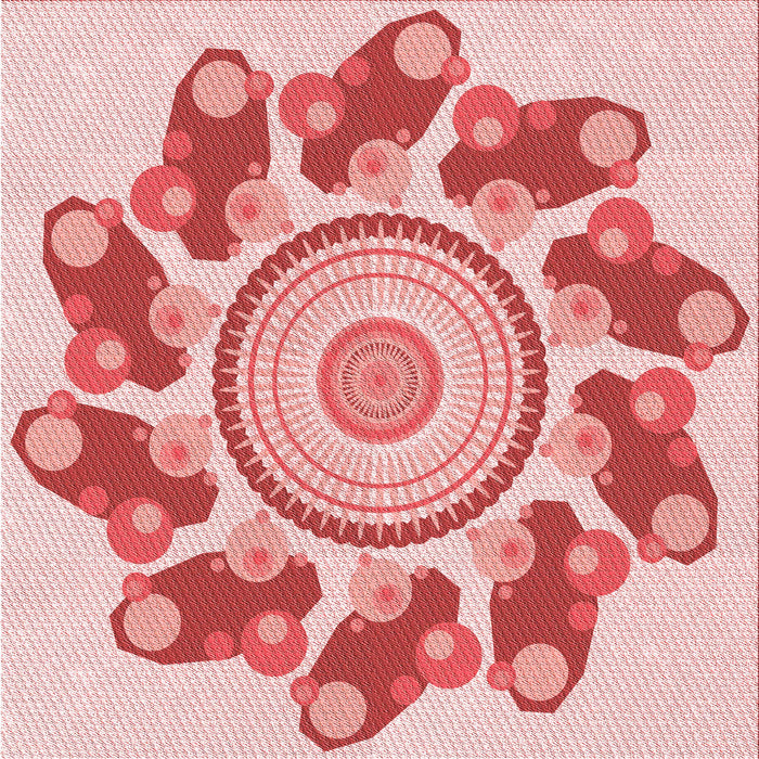 Round Patterned Deep Rose Pink Rug, pat1906rd