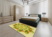 Patterned Dark Golden Brown Rug in a Bedroom, pat1906yw