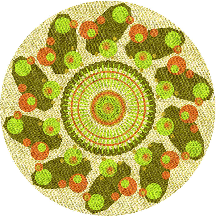 Square Patterned Dark Golden Brown Rug, pat1906yw