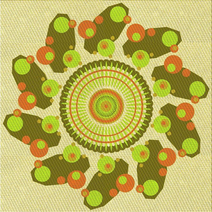 Round Patterned Dark Golden Brown Rug, pat1906yw