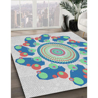 Patterned Slate Blue Grey Novelty Rug, pat1906