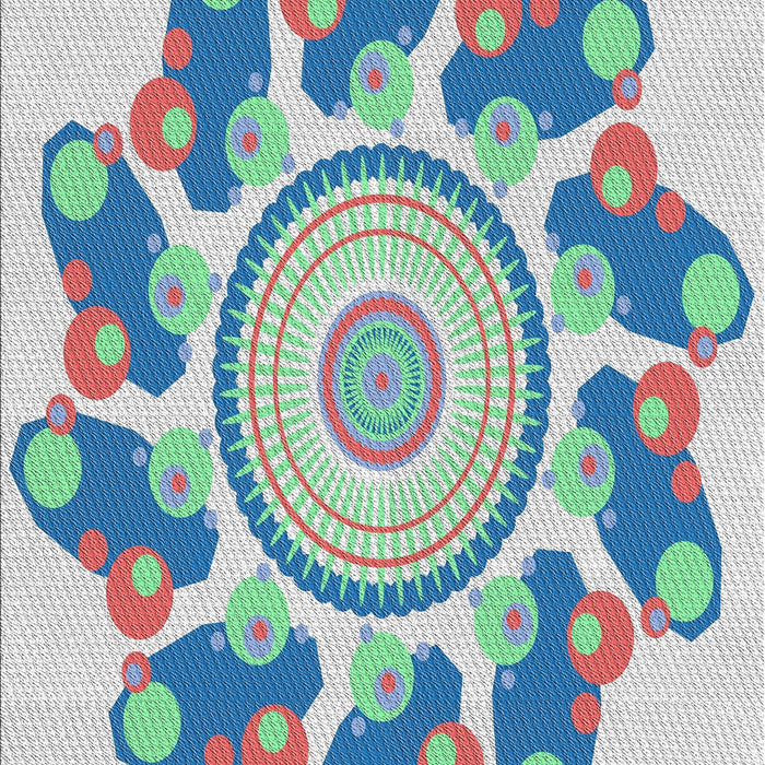 Patterned Slate Blue Grey Novelty Rug, pat1906