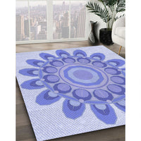 Patterned Light Slate Blue Rug, pat1907blu