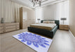 Patterned Light Slate Blue Rug in a Bedroom, pat1907blu