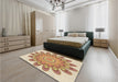 Patterned Brown Gold Rug in a Bedroom, pat1907brn