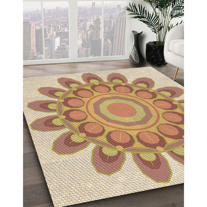 Machine Washable Transitional Brown Gold Rug in a Family Room, wshpat1907brn