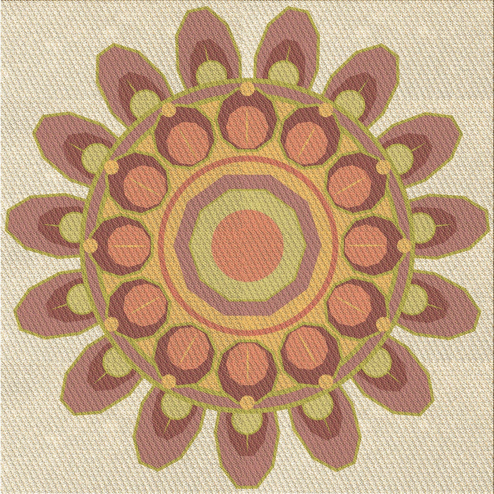 Round Patterned Brown Gold Rug, pat1907brn