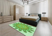 Patterned Jade Green Rug in a Bedroom, pat1907grn