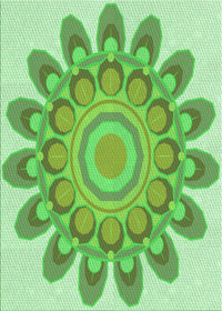 Machine Washable Transitional Jade Green Rug, wshpat1907grn
