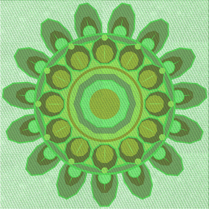 Round Patterned Jade Green Rug, pat1907grn