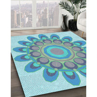 Patterned Blue Ivy Blue Rug, pat1907lblu